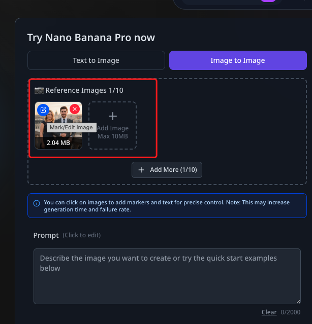 Edit button on image thumbnail to open Image Marking panel