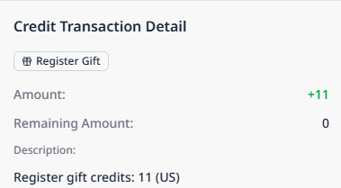 免费起始额度确认，显示信用余额